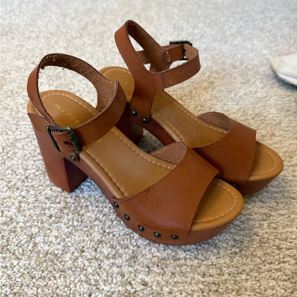 Madden Girl Tan Chunky Heels